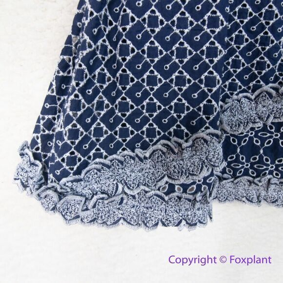 New! Express Eyelet Faux Wrap Dress Blue‎ White Short Sleeve Casual, S - Picture 5 of 16